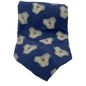 GIORGIO ARMANI Men's Blue Hammered Flower Print Neck Tie Cotton Silk Blend 55"